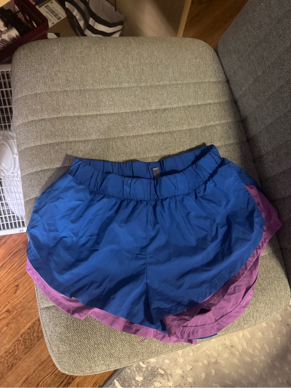 FP Movement by Free People Blue and Purple Double-Layer Athletic Shorts
